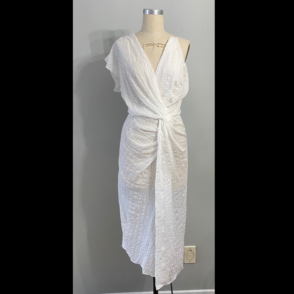 ZARA MIDI ASYMMETRIC TOP WITH KNOT V-NECK SMALL